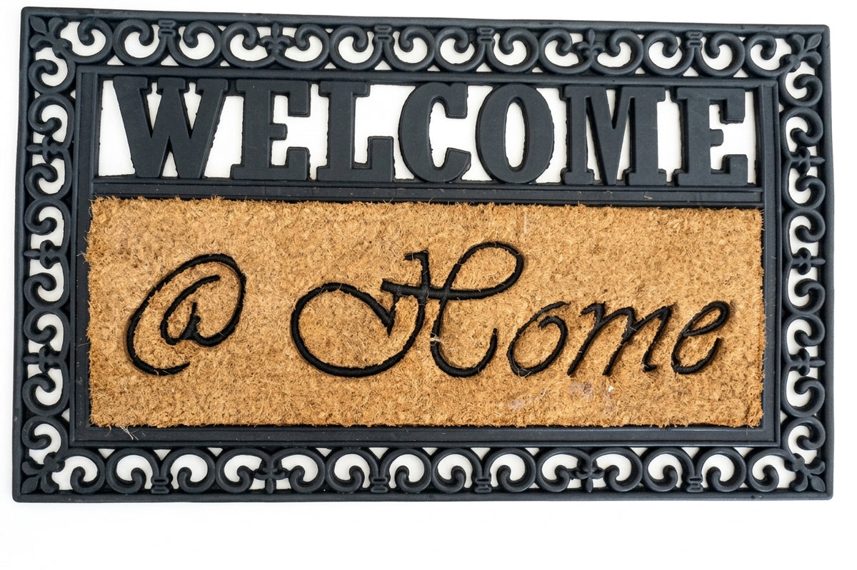 Kokos-Fußmatte mit Gummirand Welcome @ home